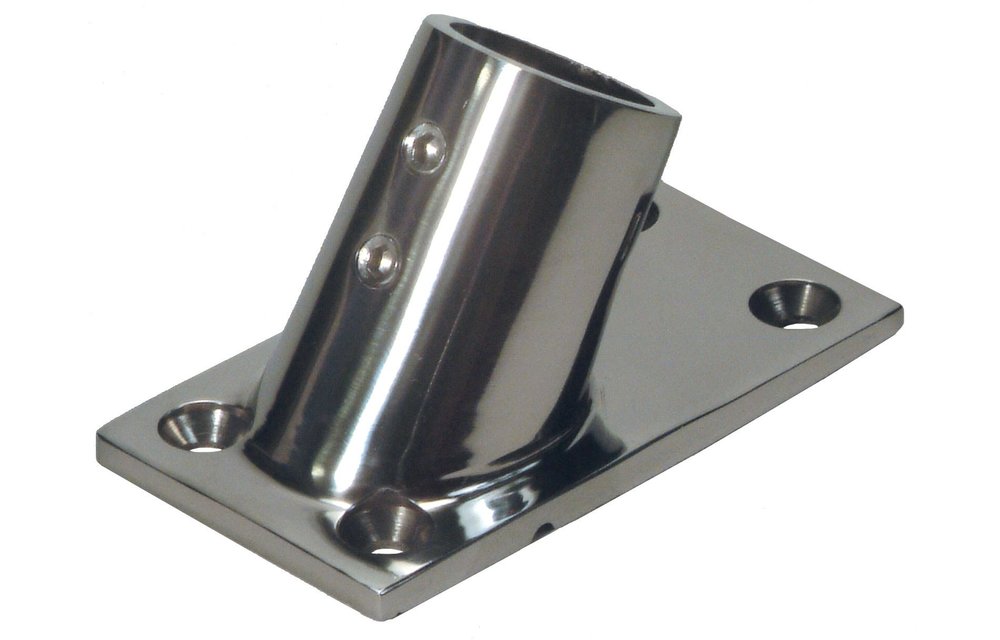 Allpa RVS Railingsteun 60° Ø25 4mm met rechte voet 81x48mm