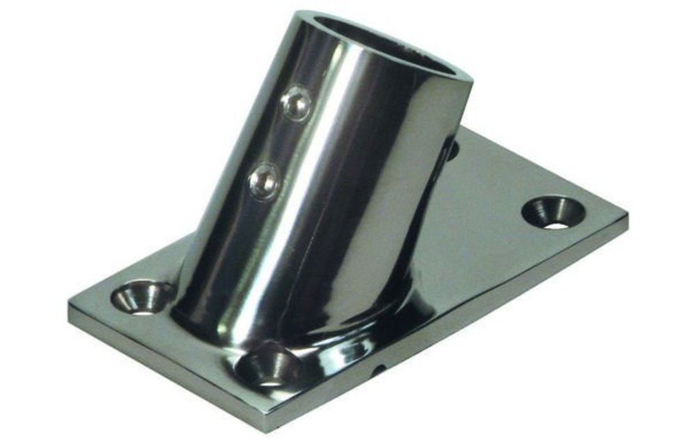 Allpa RVS Railingsteun 60° Ø22 25mm met rechte voet 76x43mm