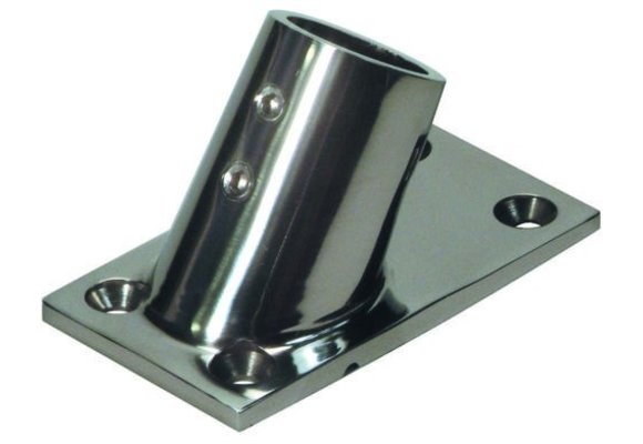 Allpa RVS Railingsteun 60°  Ø22 25mm met rechte voet 76x43mm