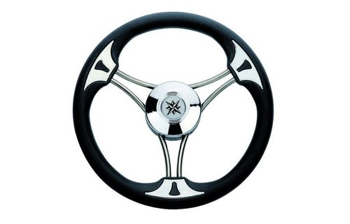 3-Spaaks stuurwiel Model 23 RVS met zwarte vinyl rand  35 cm