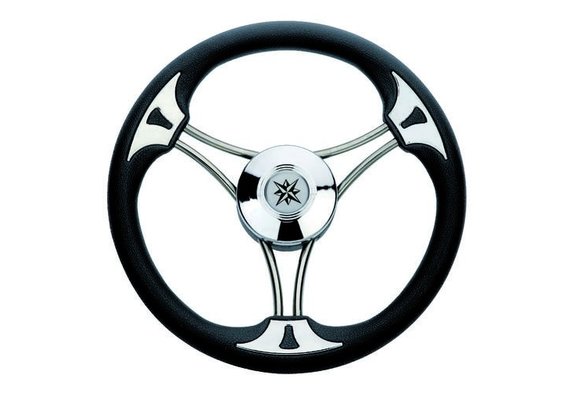 3-Spaaks stuurwiel Model 23 RVS met zwarte vinyl rand  35 cm