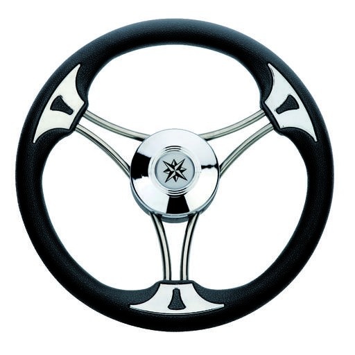 3-Spaaks stuurwiel Model 23 RVS met zwarte vinyl rand  35 cm