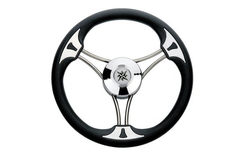 3-Spaaks stuurwiel Model 23 RVS met zwarte vinyl rand  35 cm