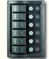 Schakelpaneel 12V 6 posities spatwaterdicht