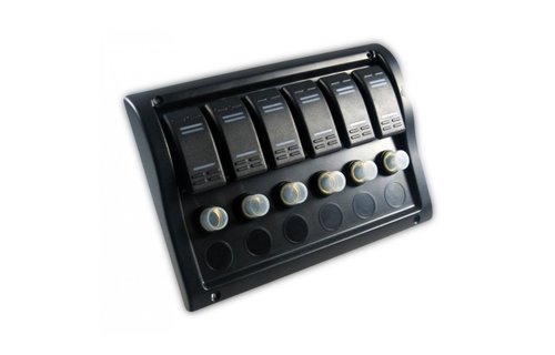 Schakelpaneel 12V 6 posities spatwaterdicht