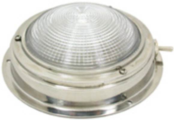 Allpa RVS Kajuitlamp met geribde lens  12V / 15W  A=170mm  B=115mm  met ventilatie & schakelaar