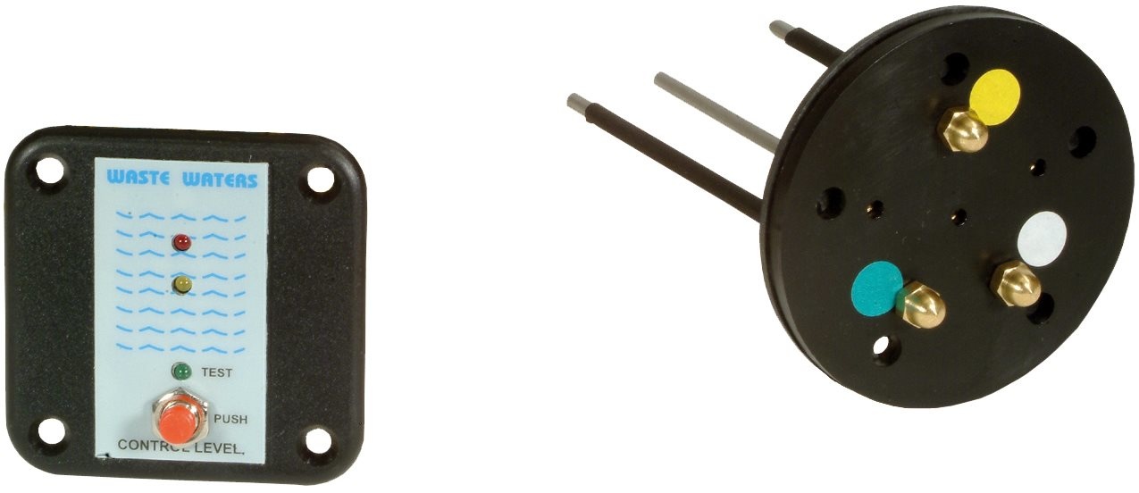 Allpa Controlepaneel vuilwatertank met tankzender  12V/24V  62x62mm  met LED-indicatie voor 3/4-tank