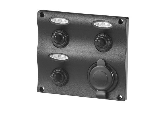 Schakelpaneel met 12 VOLT plug - 3 schakelaars