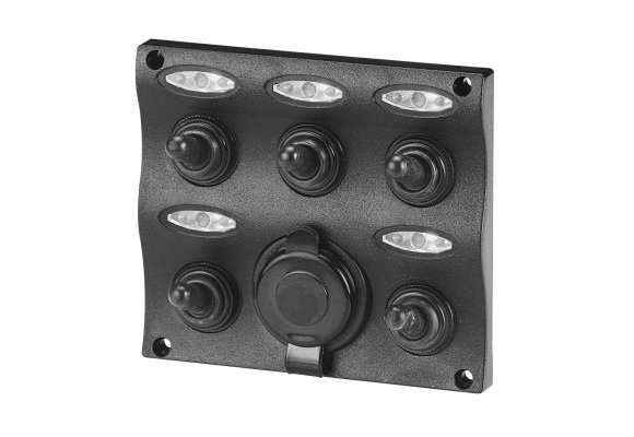 Schakelpaneel met 12 VOLT plug - 5 schakelaars