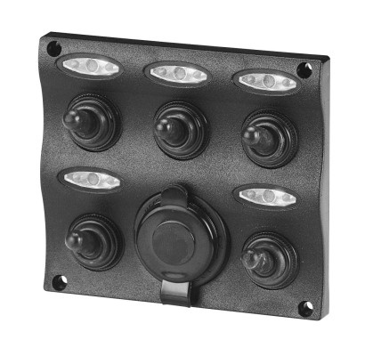 Schakelpaneel met 12 VOLT plug - 5 schakelaars