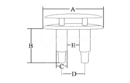 Allpa RVS Verzinkbare klamp  A=126mm  B=64mm  C=22mm  D=46mm  E=22mm