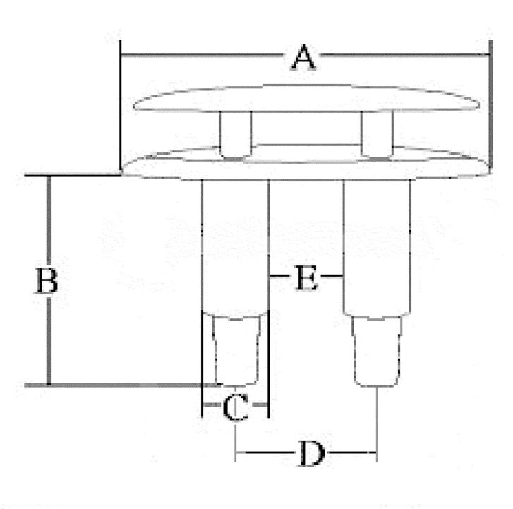 Allpa RVS Verzinkbare klamp  A=126mm  B=64mm  C=22mm  D=46mm  E=22mm
