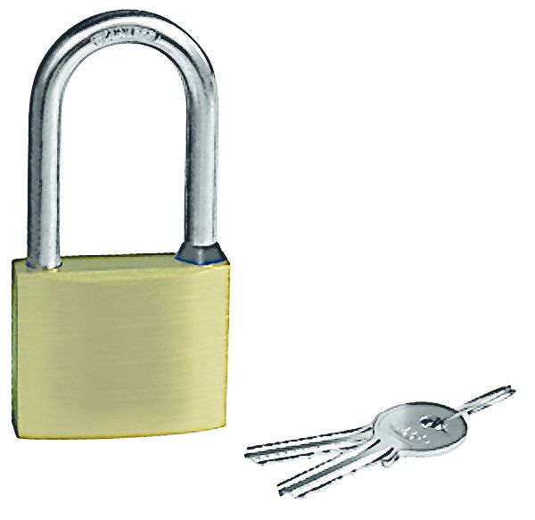 Allpa Messing Hangslot met lange RVS beugel  afmetingen 50x40mm