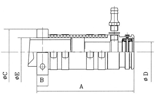 Allpa Bronzen zwevend binnenlager met dubbele keerring voor schroefas Ø40mm & koker Ø55mm
