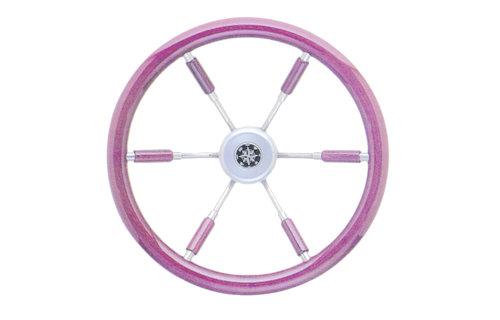 Allpa 6-Spaaks stuurwiel Leader Prestige RVS met mahoniehouten rand  A=360mm  B=100mm