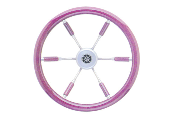 Allpa 6-Spaaks stuurwiel Leader Prestige RVS met mahoniehouten rand  A=360mm  B=100mm