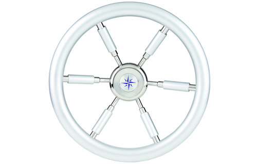 Allpa 6-Spaaks stuurwiel Leader Silver RVS met zilver-look rand en deels spaken A=370mm B=100mm