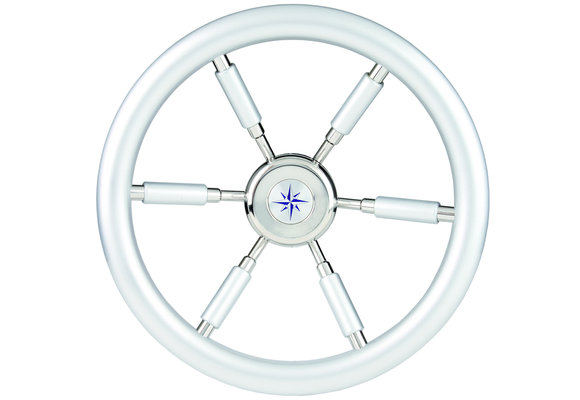 Allpa 6-Spaaks stuurwiel Leader Silver RVS met zilver-look rand en deels spaken  A=370mm  B=100mm