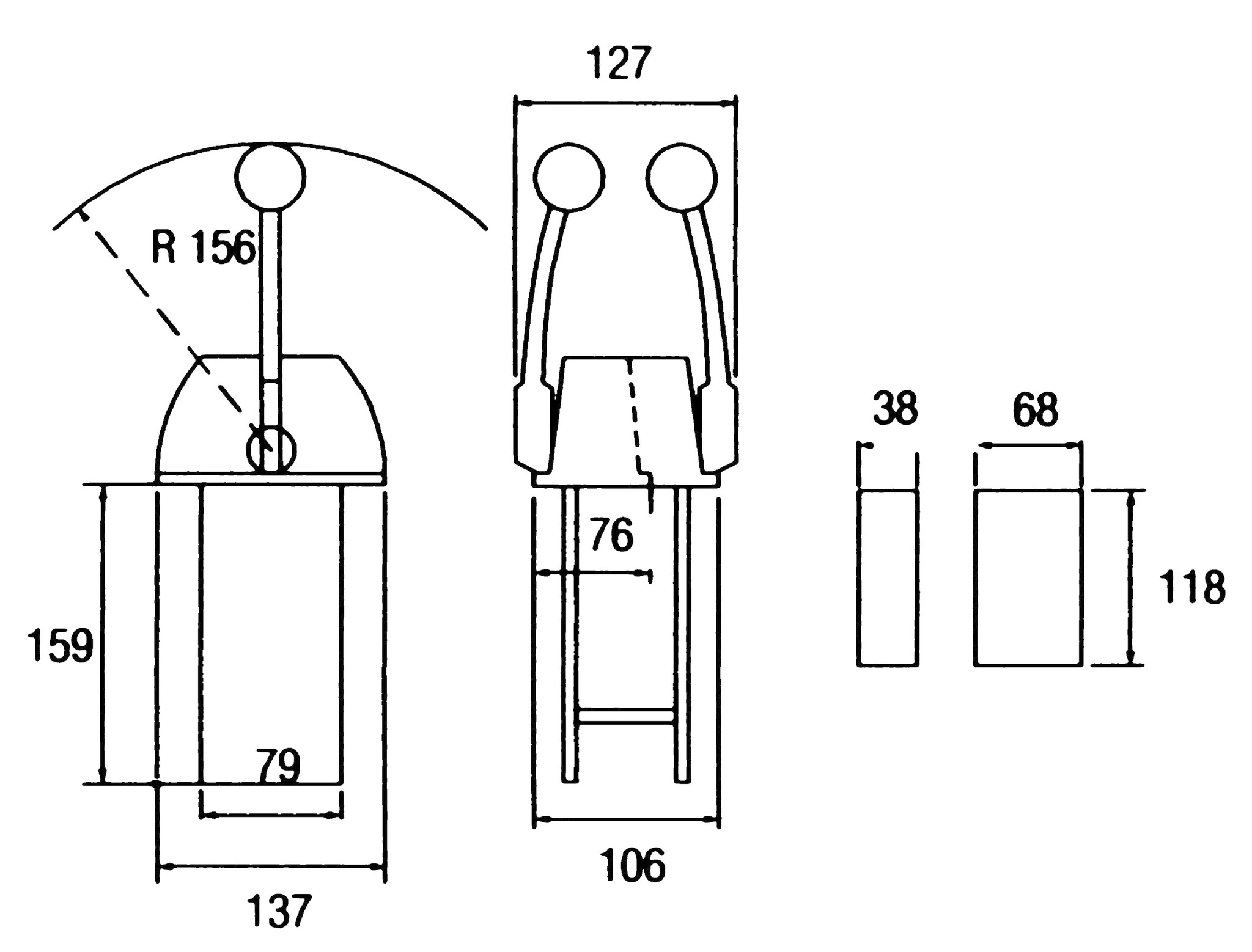 Allpa Motorbediening S  Single  topmontage  enkelwerkende één-handel control