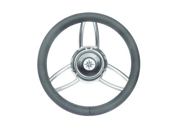 Allpa 3x-Dubbelspaaks stuurwiel type 27B RVS met zwarte vinyl rand  A=350mm  B=60mm