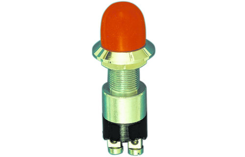 Allpa Messing-verchroomde druk (contact) schakelaar  30A  boorgat Ø14mm  rode knop (waterdicht)