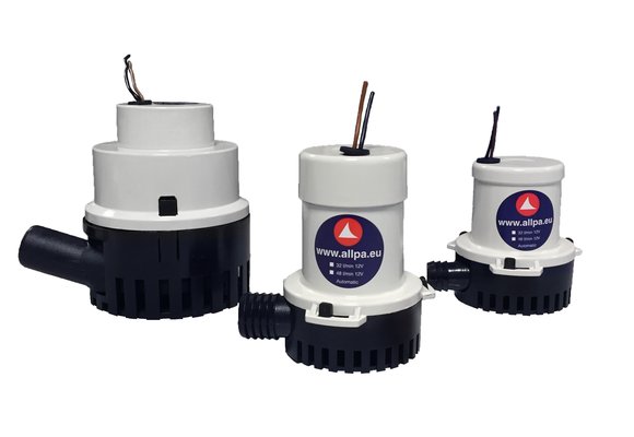 Allpa Midi bilgepomp 50l/min  12V  3.0A  Ø 24 mm-slangaansluiting