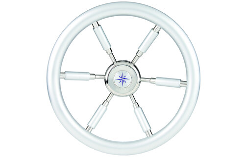 Allpa 6-Spaaks stuurwiel Leader Silver RVS met zilver-look rand en deels spaken A=370mm B=100mm