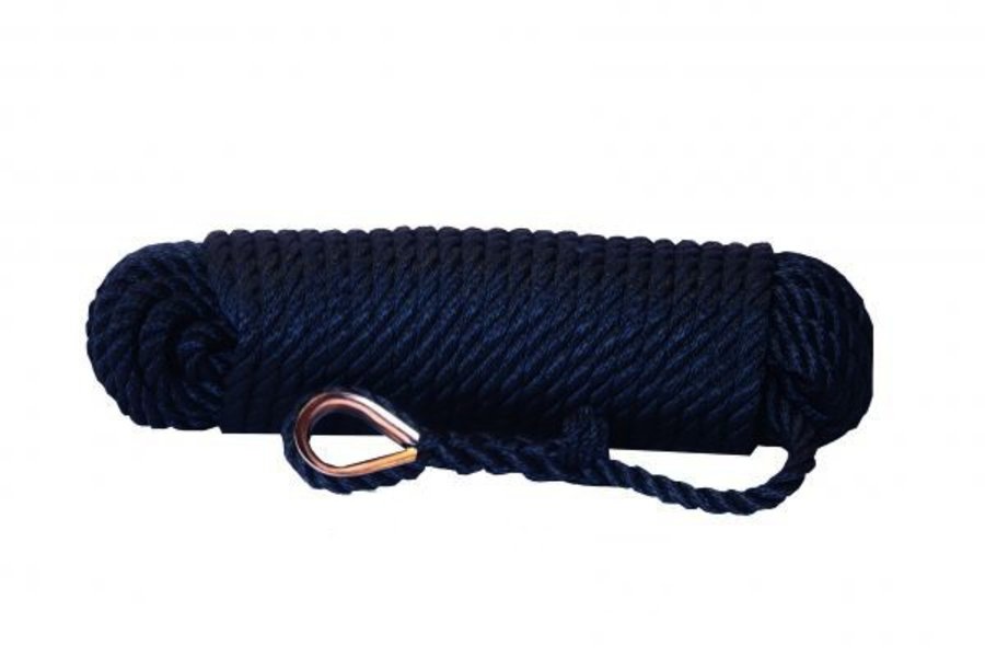 Ankerlijn met oog | 30 mtr x 12 mm | Navy