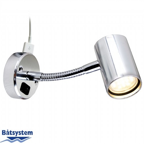 Båtsystem Tube D1 SMD LED - alu - flex arm - met USB aansl.