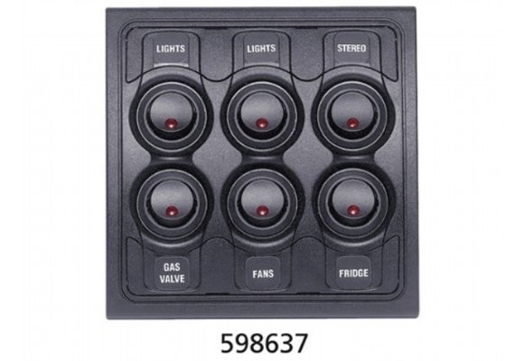 BEP 1000 serie schakelpaneel - 6 schakelaars - 12 Volt