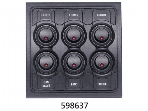 BEP 1000 serie schakelpaneel - 6 schakelaars - 12 Volt