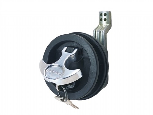 Perko Luiksluiting zwart zonder slot, 32-48mm, rechte schoot, chroom hendel