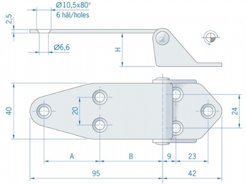 Roca hoekscharnier RVS 137 x 40 mm 441732