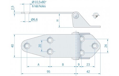 Roca hoekscharnier RVS 137 x 40 mm 441733