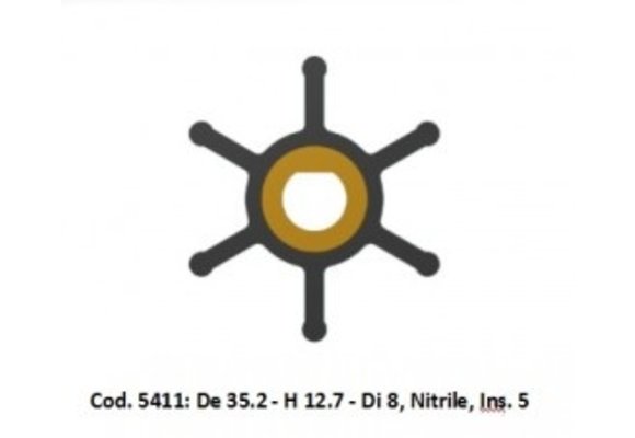Technautic Impeller 7408 - B35 -2xH12 -7 As 8 Enkel Plat 6-Blads