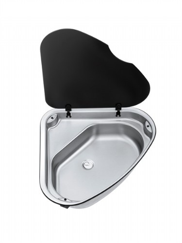 Basic driehoek wasbak met afdekplaat (links)