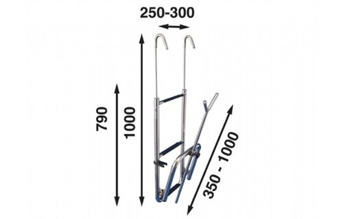 RVS boegladder - 3 treden