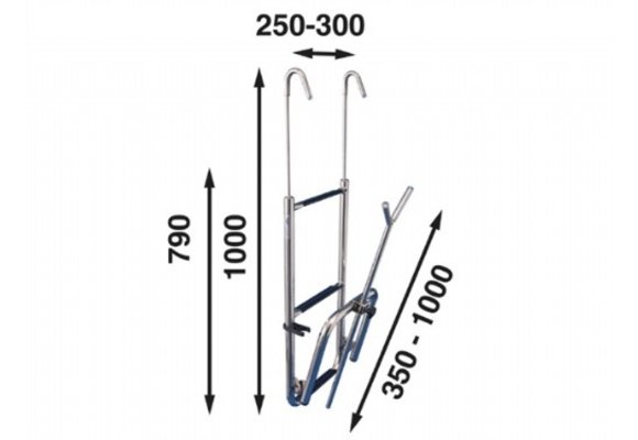 RVS boegladder - 3 treden