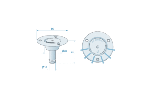 Roca tankontluchter met flens recht 16mm