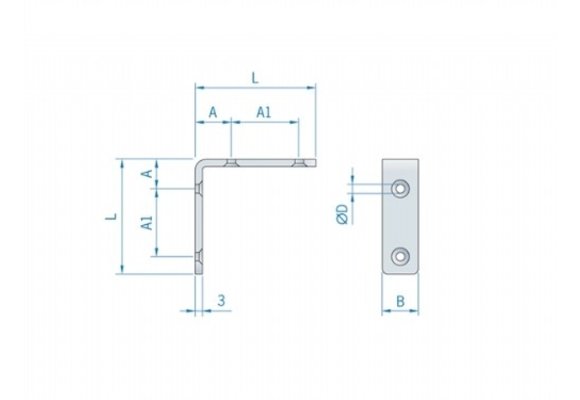 Haakse Bev. Beugel Rvs - 50x50x12mm