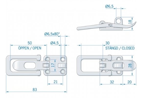 Luikvastzetter - Mess. Verchr. - 79mm