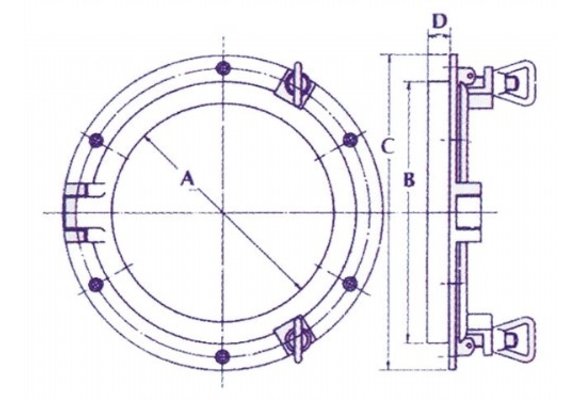 Ronde Patrijspoort 168mm - Messing Gepolijst