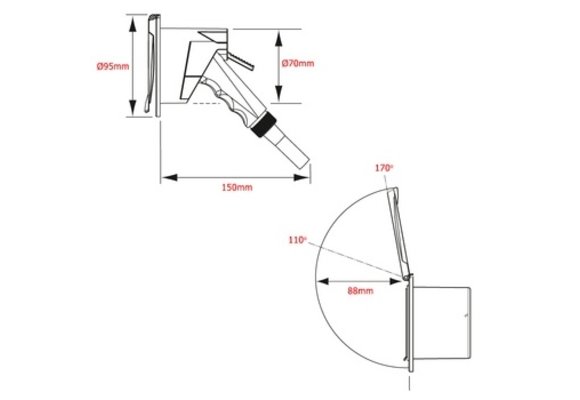 NR Inbouw Dekdouche rond met 3 m slang chroom