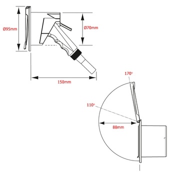 NR Inbouw Dekdouche rond met 3 m slang chroom