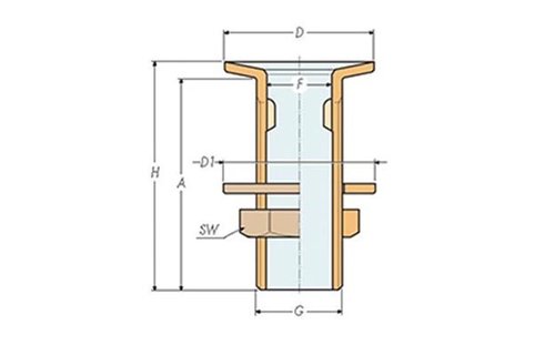 Huiddoorvoer 1 1/2"x90 verzonken inlaat