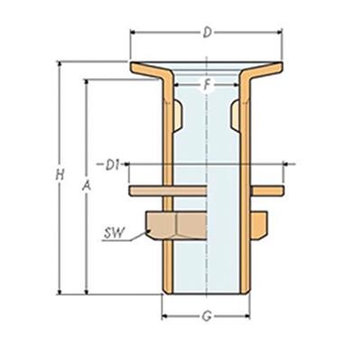 HUIDDOORVOER VERCHR. 1 1/2"X90 MM VERZONKEN INLAAT