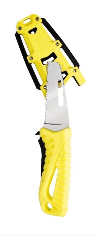 Reddingsmes met harpsleutel en vast gekarteld lemmet fluor