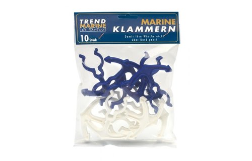 Railingknijpers in polybag 5 x wit / 5 x blauw