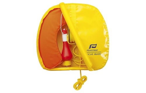 Hoefijzerboei Rescue Buoy oranje met licht, cover geel