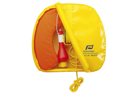 Hoefijzerboei Rescue Buoy oranje met licht, cover geel